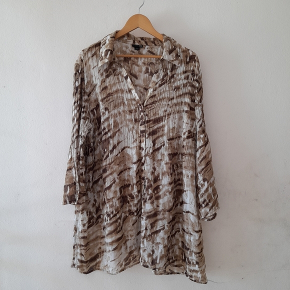 ● east5th | Short Tunic Style Dress with Kakhi Tie-Dye Print - Picture 2 of 16